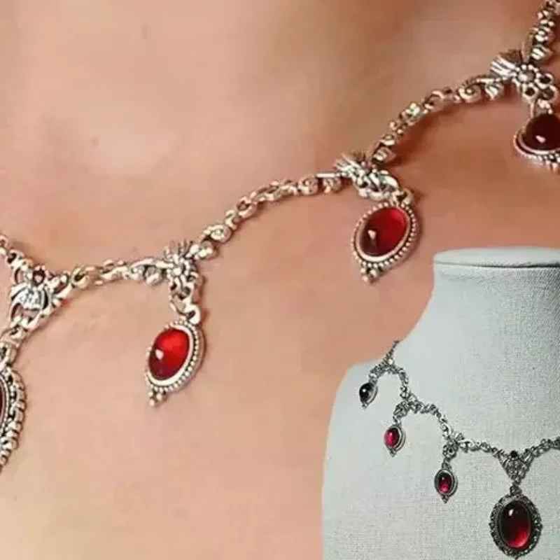 Joyería gótica, gargantilla de camafeo de vampiro, Victoria, Retro, mariposa, gota de sangre, pagano, brujería, alternativa, collar para mujer
