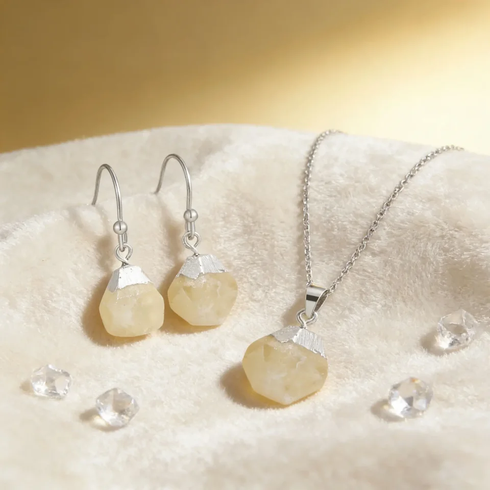 Conjunto de joyería Natural, cuarzo rosa, amazonita, acero inoxidable, pendientes de plata S925, combinación de collar, joyería Premium, regalo de vacaciones