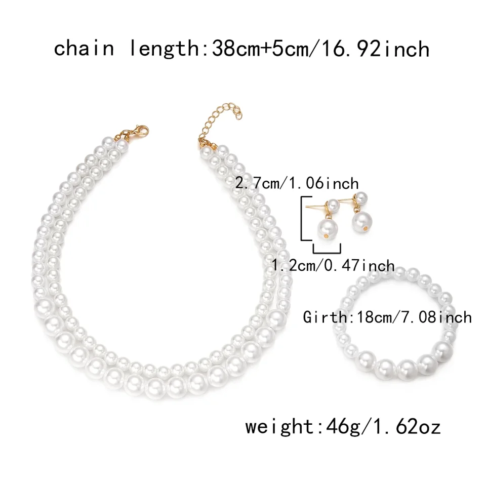 Rinhoo-Conjunto de joyería elegante de perlas de imitación para mujer, collar versátil, pulsera, pendientes, joyería para fiesta y boda
