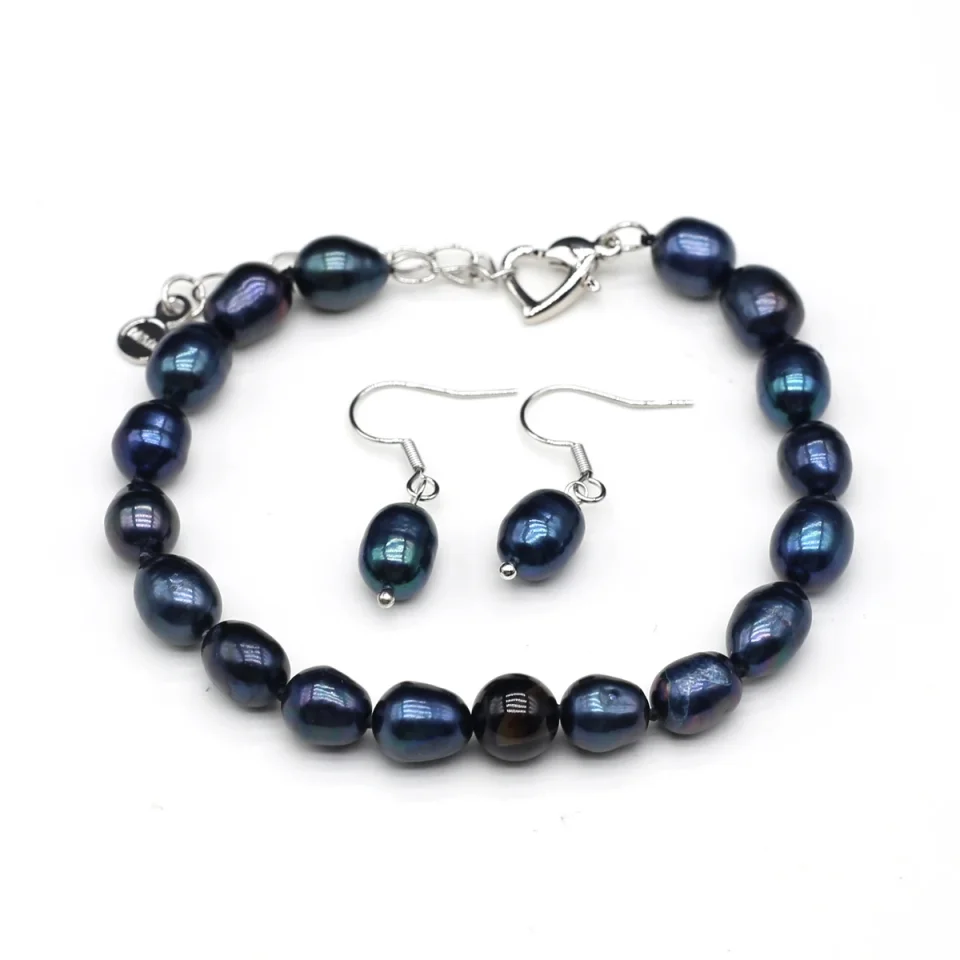 Conjunto de joyas de perlas naturales para mujer, collar, pulsera, pendientes, joyería Simple y elegante, regalos exquisitos, nuevo