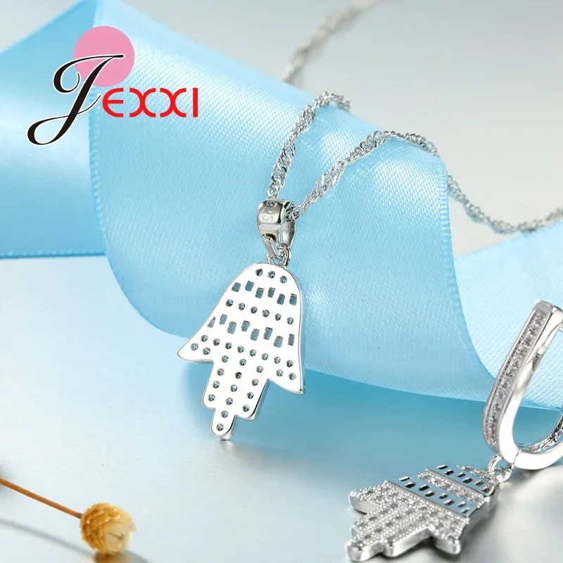 Fabuloso conjunto de joyas con diseño de árbol para mujer, color plateado y pendientes de cristal brillante y colgantes de collar
