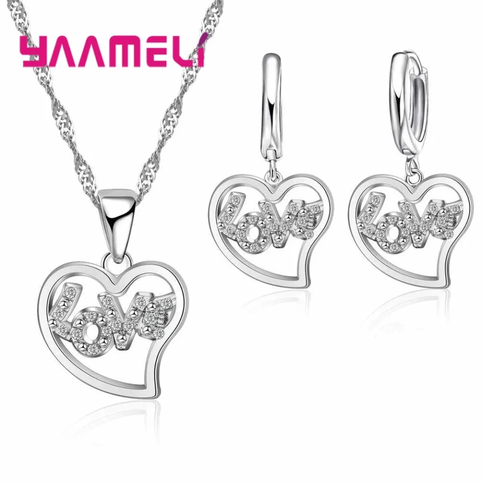 Accesorio de joyería de moda, colgantes de plata de ley 925 auténtica, collares/pendientes, conjuntos de joyería de compromiso para mujer