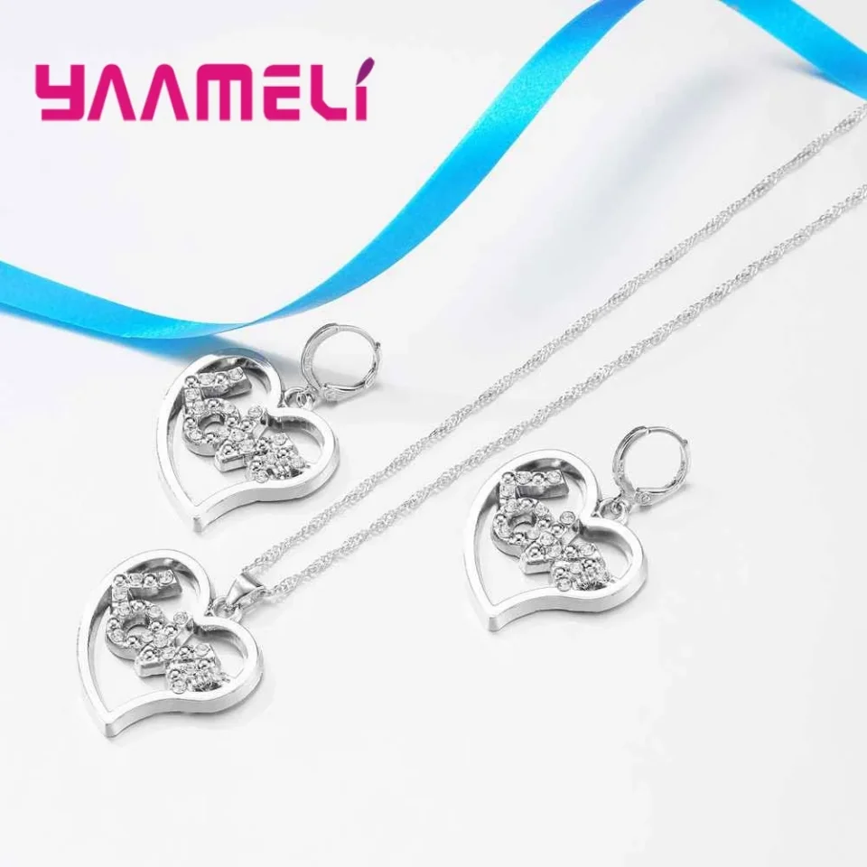 Accesorio de joyería de moda, colgantes de plata de ley 925 auténtica, collares/pendientes, conjuntos de joyería de compromiso para mujer