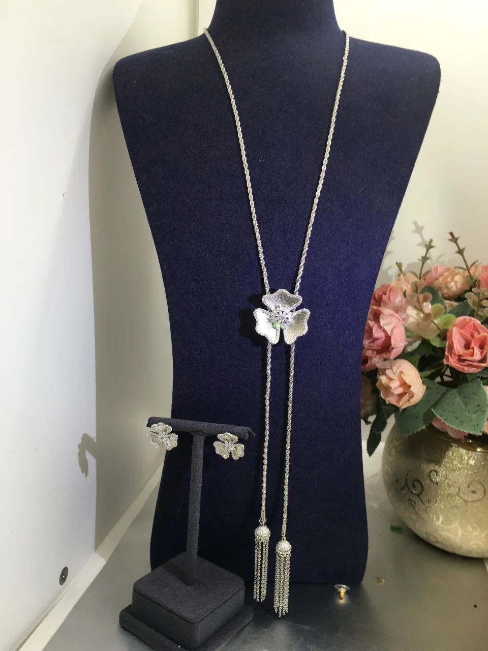 ACCKINGTrendy Fashion2PCS conjuntos de joyería india de flores de lujo para mujer boda fiesta india Dubai conjunto de joyería nupcial
