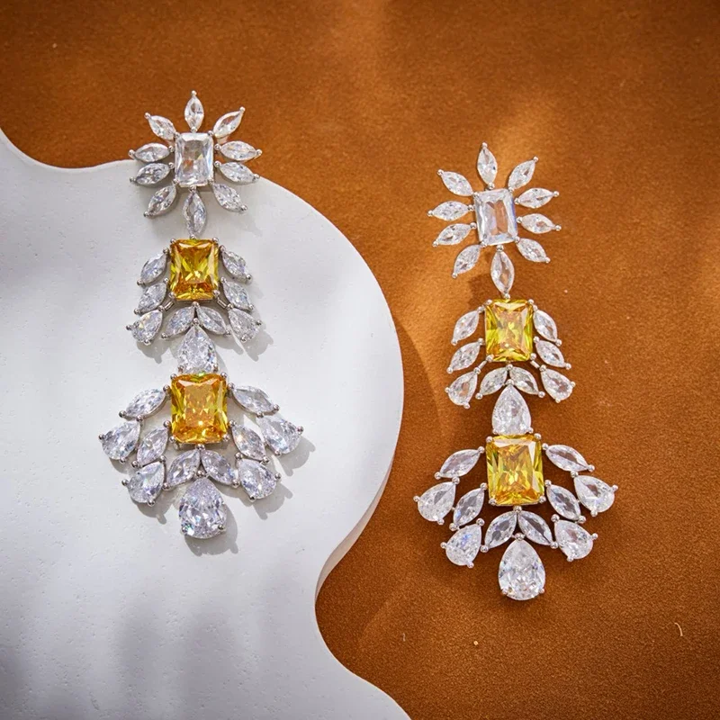 Joyería de plata de ley 925 pura para mujer, conjunto de joyería de boda con piedras preciosas grandes, pendientes de alta calidad, collar, joyería fina para fiesta