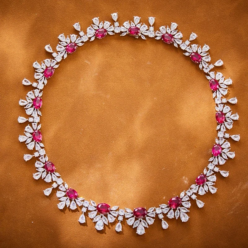 Joyería de plata de ley 925 pura para mujer, conjunto de joyería de boda con piedras preciosas grandes, pendientes de alta calidad, collar, joyería fina para fiesta