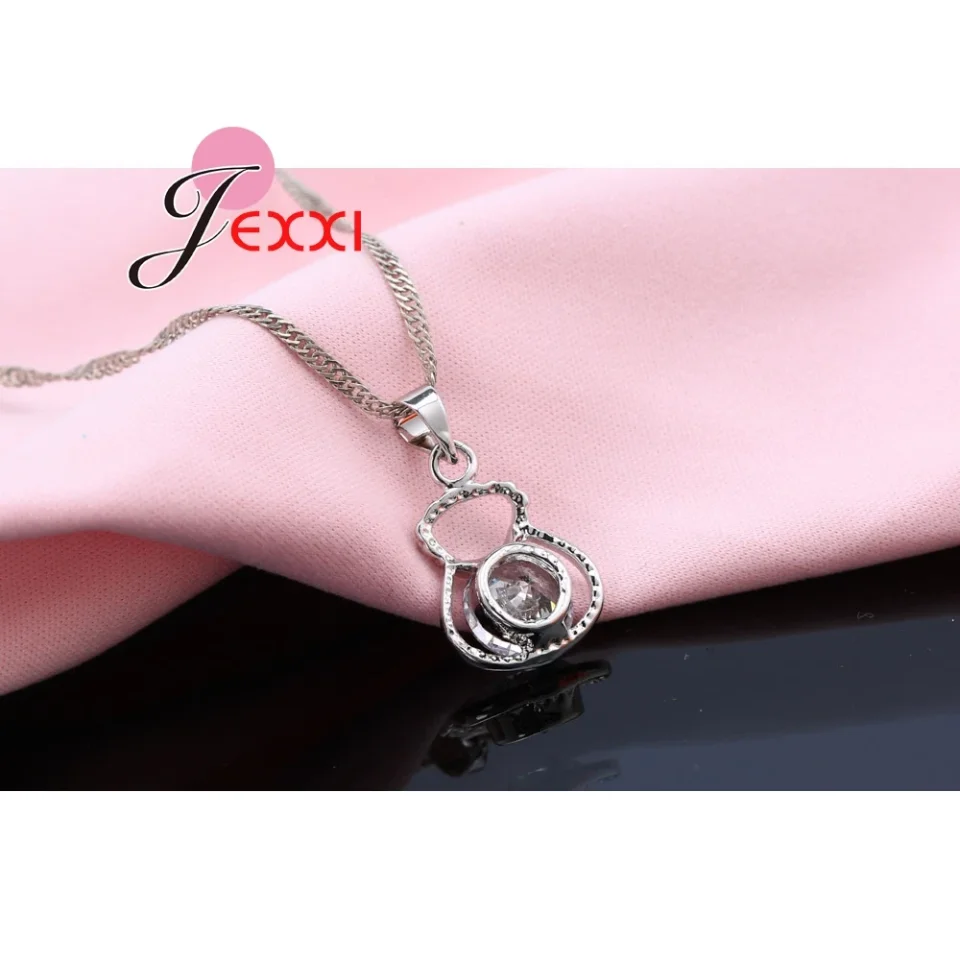 Nuevos conjuntos de joyería de Color plata 925, incluyen collar de diamantes de imitación, pendientes, monedero, accesorios de aniversario de boda, regalo