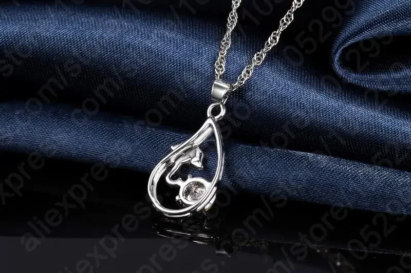 Juegos de joyería nupcial para boda para mujer, collar y pendientes, joyería de estilo romántico de Plata de Ley 925 para mujer como regalo