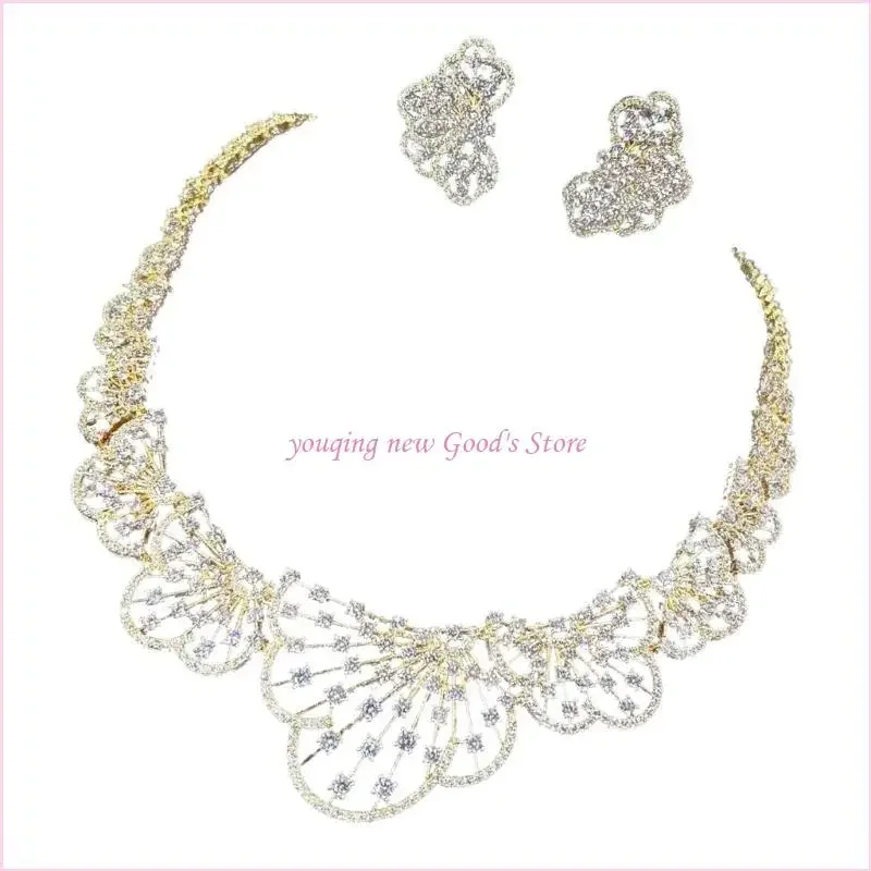 Collar y pendientes de aleación de circonio resistentes con diseños elegantes para mujeres de moda, uso diario, ropa informal