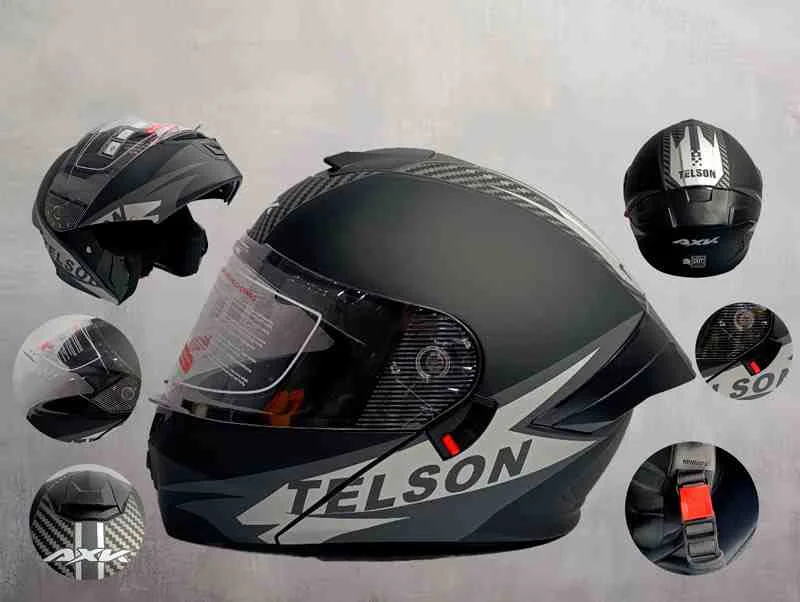 CASCO ABATIBLE AXK HELMET 909 POISON TELSON NEGRO P/MOTO 13760-POISON