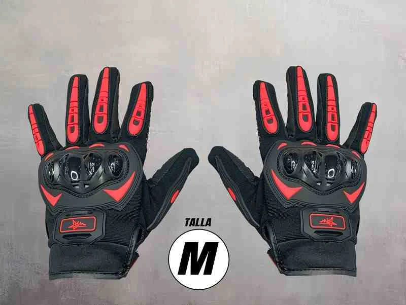 GUANTES LARGOS ROJO TALLA M NUDILLO DESIGN P/MOTO LH-04R- M