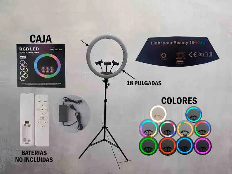 ARO DE LUZ RGB 18" MJ45 CON CONTROL PARAL 2.1MTS SM