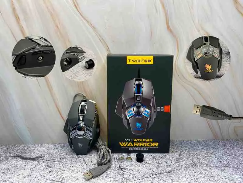 MOUSE MECANICO GAMER GRIS T-WOLF WARRIOR 6BOT V10G