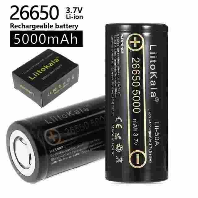 BATERIA 26650 3.7V 5000MAH NEGRA