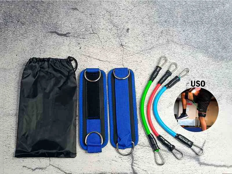 SET AZUL DE CORREAS P/TOBILLO+LIGAS PARA GYM 12514AZ