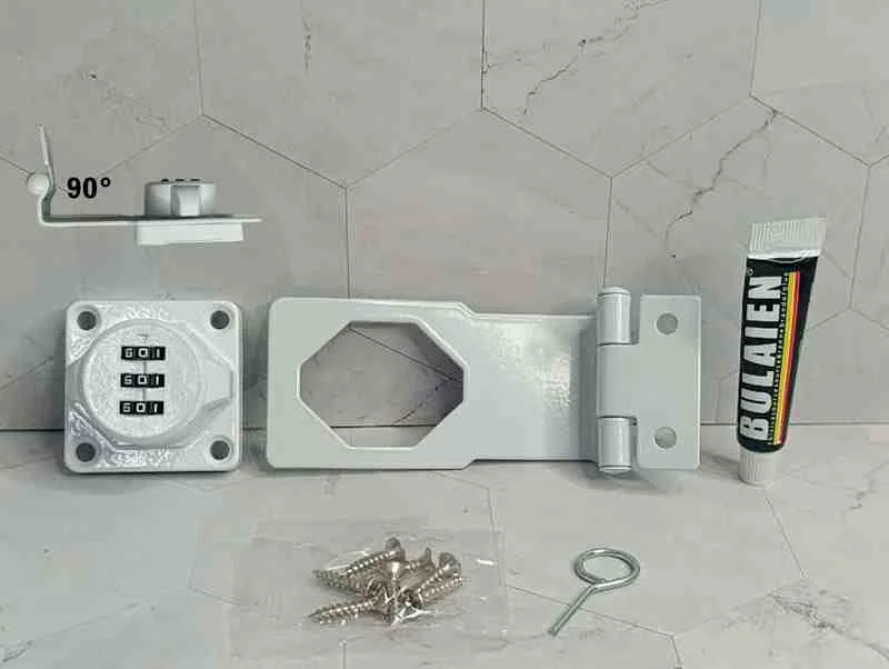 CERRADURA BLANCA TIPO L 90GRD CON CLAVE 9.3CM 13202B