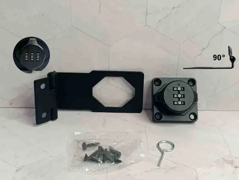 CERRADURA NEGRA TIPO L 90GRD CON CLAVE 9.3CM 13202N