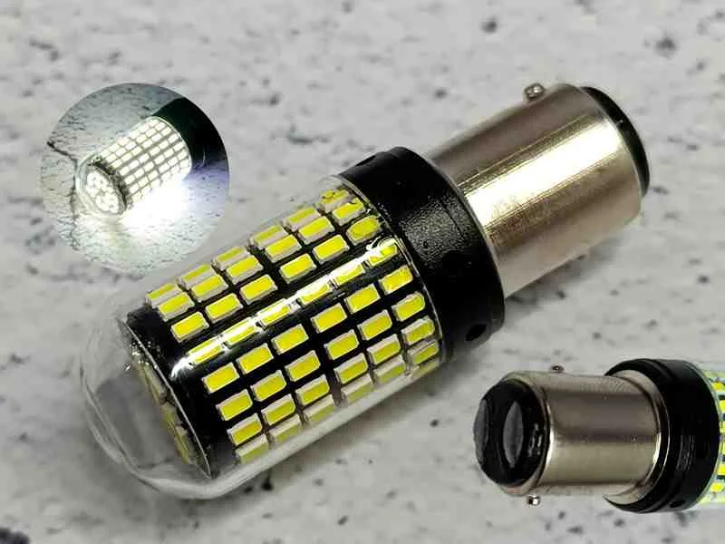 BOMB LED 2C VIDRIO BLANCO+STROBO 144L 1157 12434B