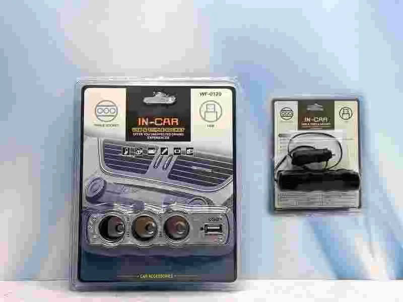 CARGADOR CIGARRERA WF-120 TRIPLE+USB 12/24V P/CARRO