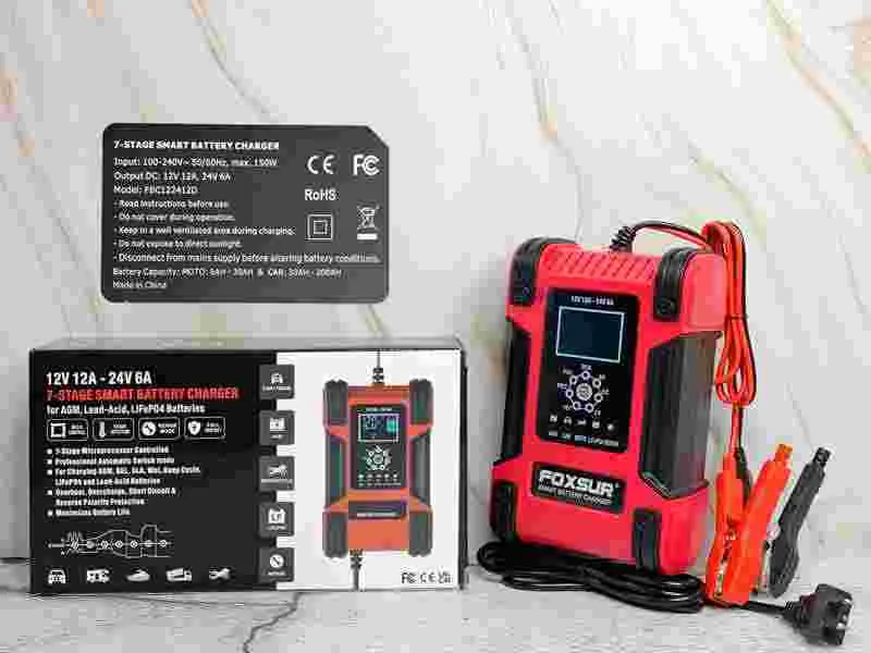 CARGADOR Y REPARADOR FOXSUR 12V 12A 24V 6A FBC122412D