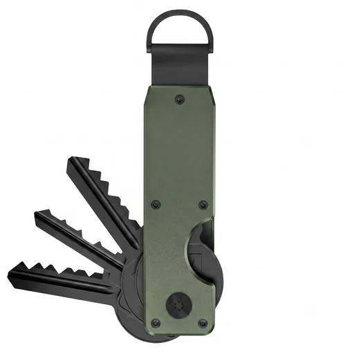 Organizador de llaves, llavero Plegable minimalista, Capacidad de 6 llaves / Verde Militar