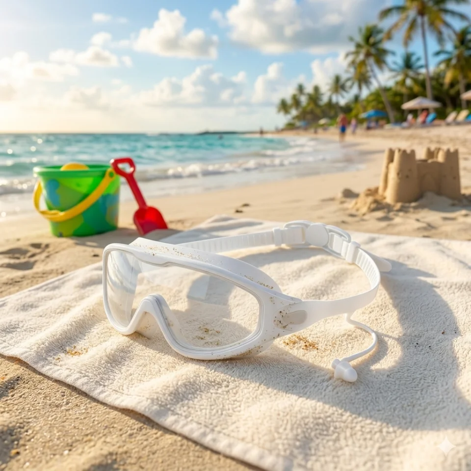 LENTES DE PLAYA NIÑOS CON TAPA OIDOS BLANCO