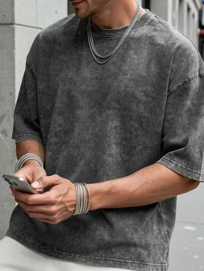 Summer Fashionable Versatile Solid Color Round Neck Snowflake Print Short Sleeve T-Shirt