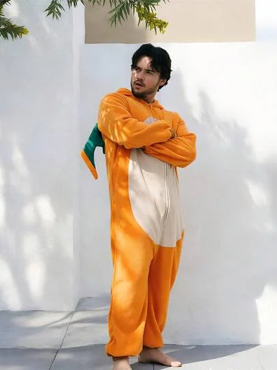 Unisex Dragon Animal One-Piece Pajamas Hooded Cartoon Jumpsuit Fall Winter Christmas Animal Cosplay One Piece Pajamas